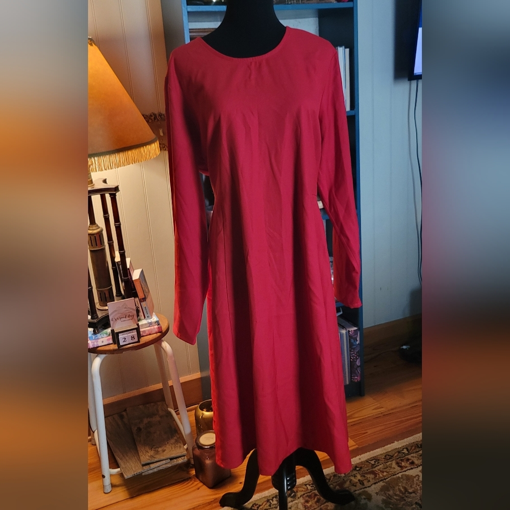 Plus Size 18 Red Long Sleeve Eloquii Dress